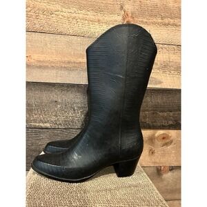 Womens Andrew Gellar Sz 9‎ Black Rubber Knee High Waterproof Snow Rain Boots
